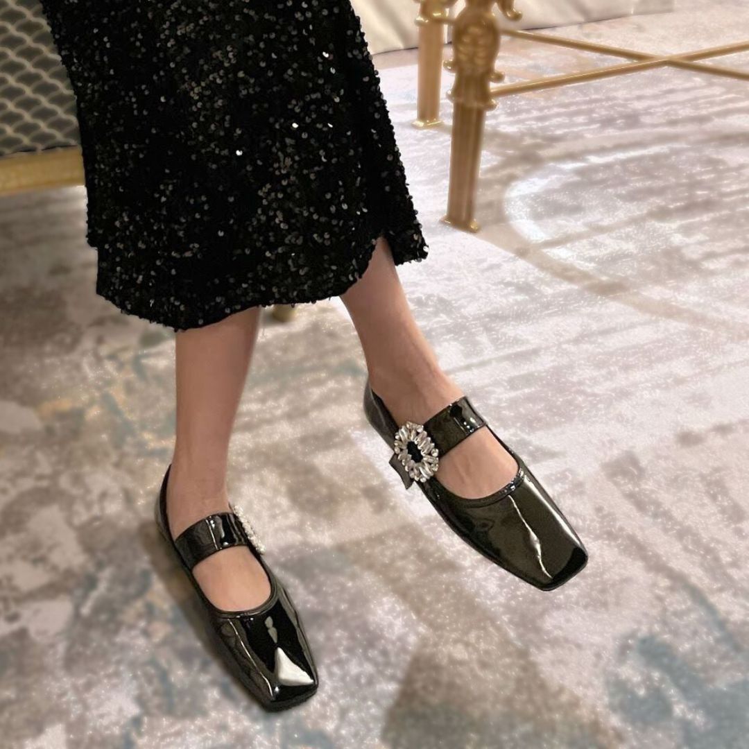 2024AW スクエアトゥビジューベルトパンプス 【3020-30】