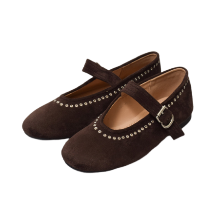 ハトメスエードストラップパンプス【580-11】