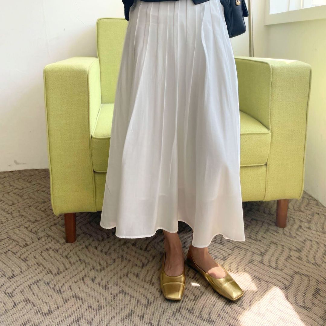 スクエアトゥメタリックフラットパンプス 【3020-33】