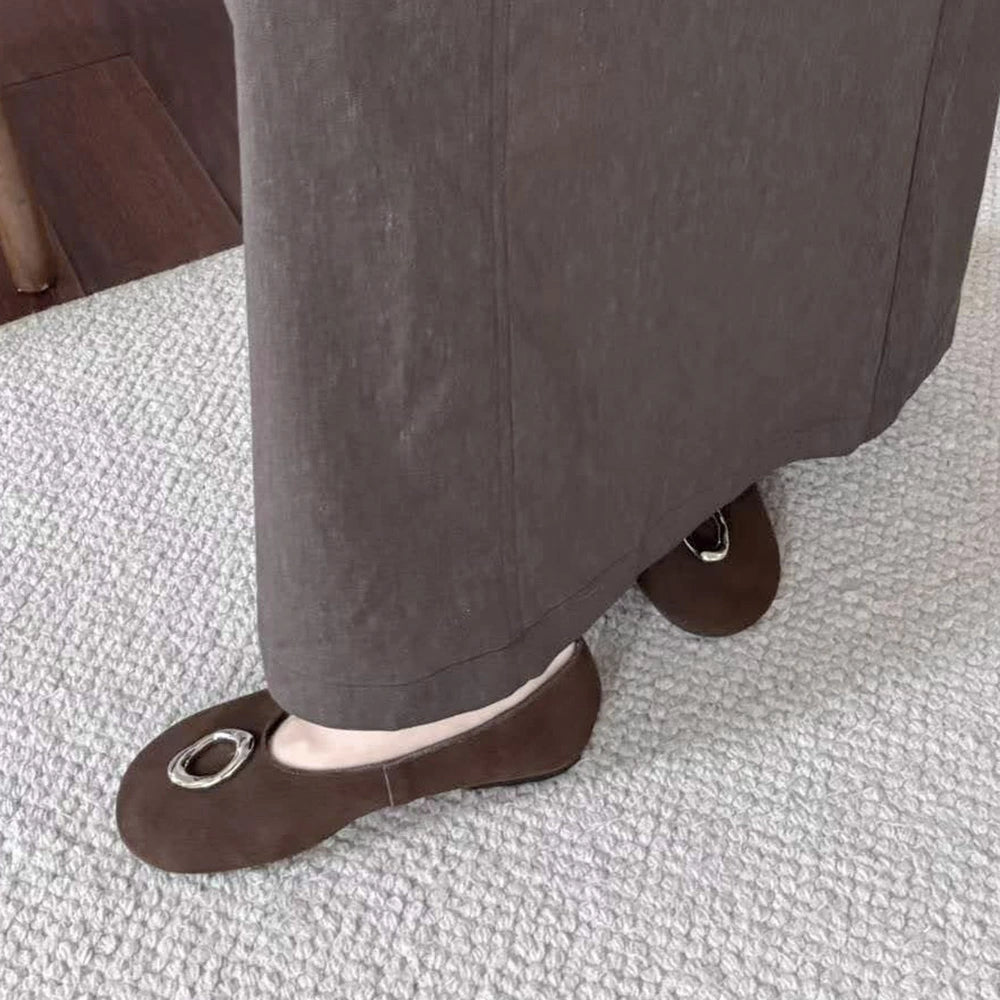 スエードメタルフラットパンプス【5553-3】