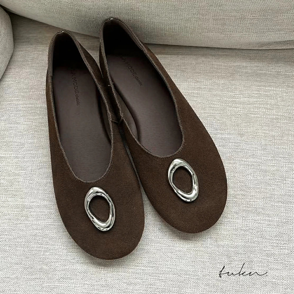 スエードメタルフラットパンプス【5553-3】