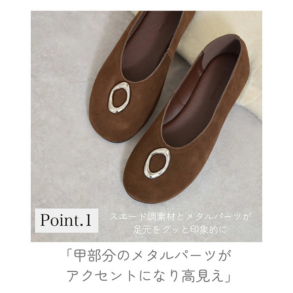 スエードメタルフラットパンプス【5553-3】