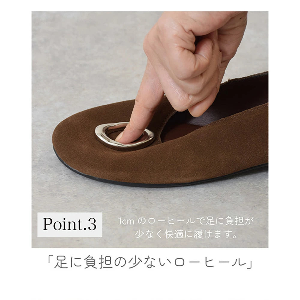スエードメタルフラットパンプス【5553-3】