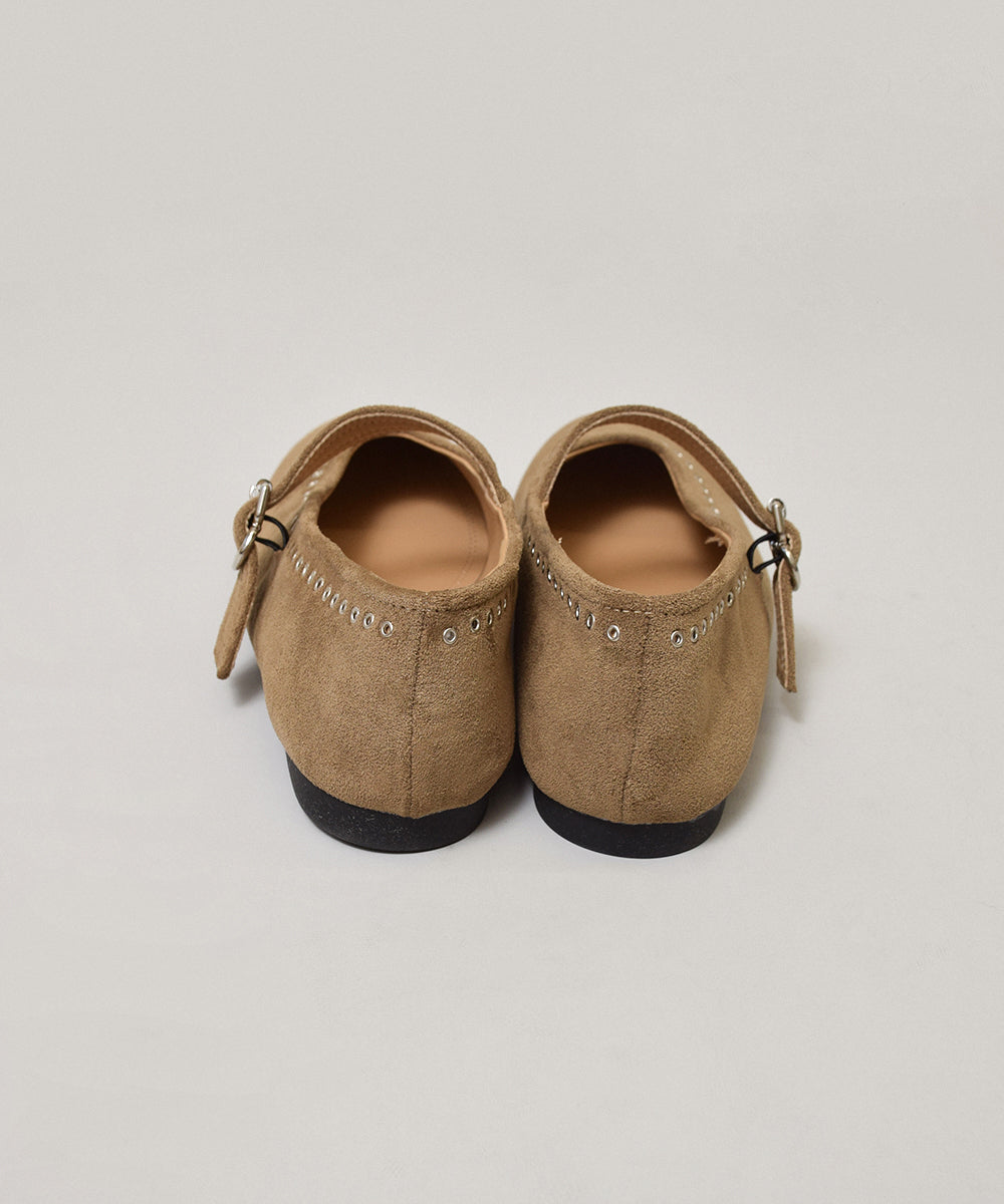 ハトメスエードストラップパンプス【580-11】