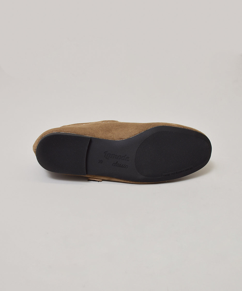 ハトメスエードストラップパンプス【580-11】