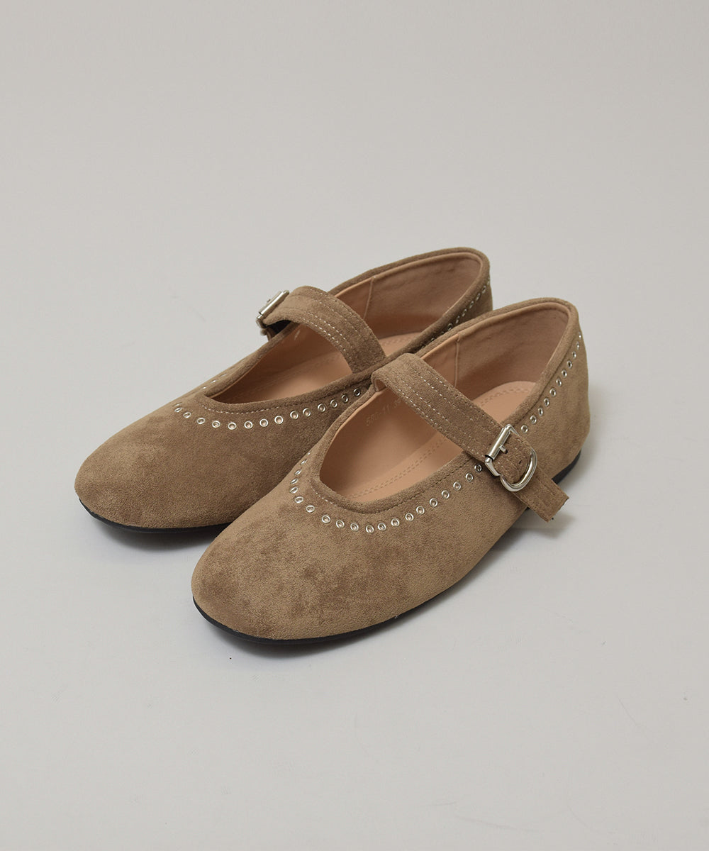 ハトメスエードストラップパンプス【580-11】