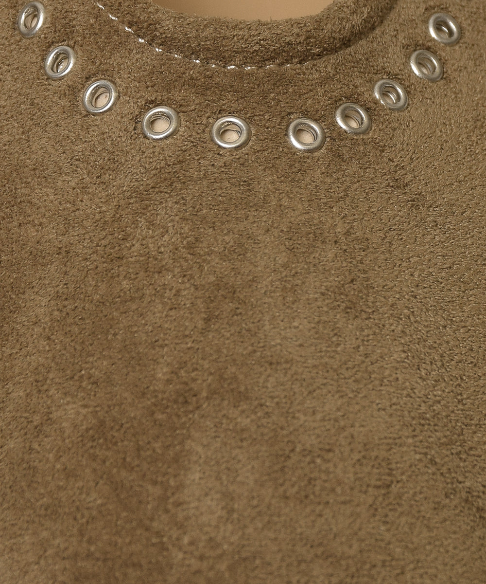 ハトメスエードストラップパンプス【580-11】