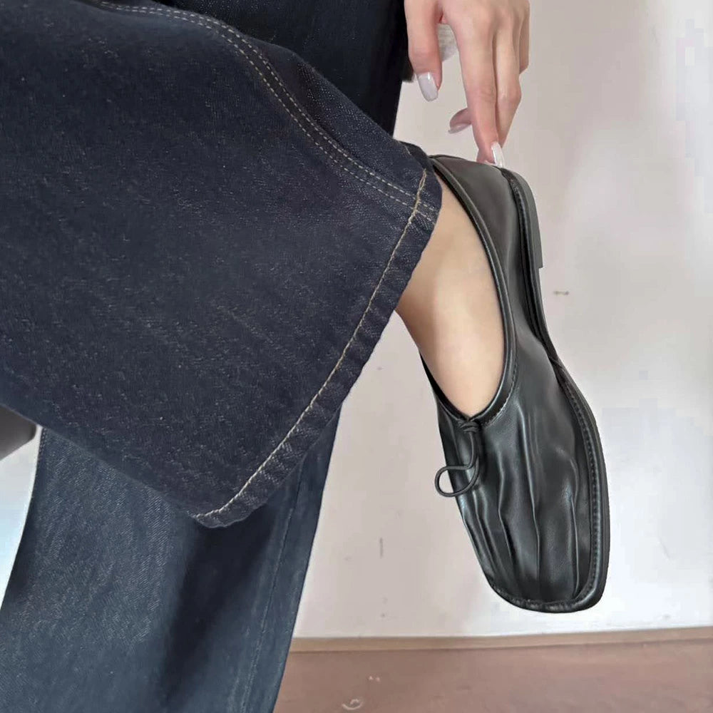 スクエアトゥゴムギャザーパンプス【8281-6】