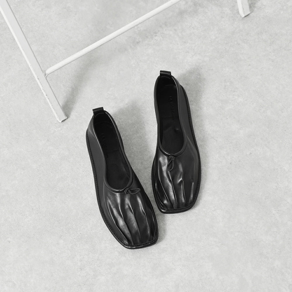 スクエアトゥゴムギャザーパンプス【8281-6】