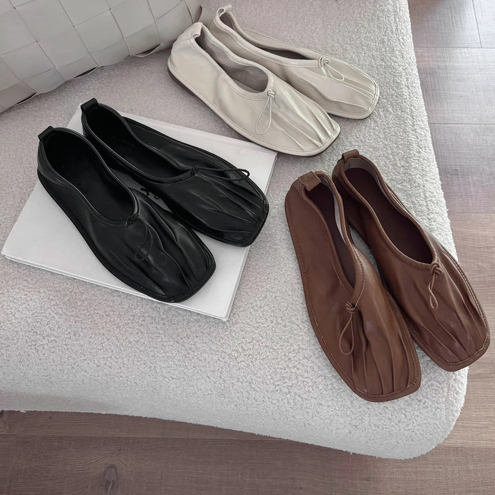 スクエアトゥゴムギャザーパンプス【8281-6】