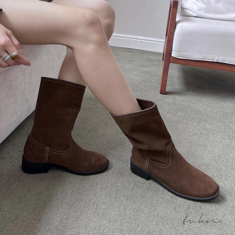 本革ミドルブーツ【8825a-1】