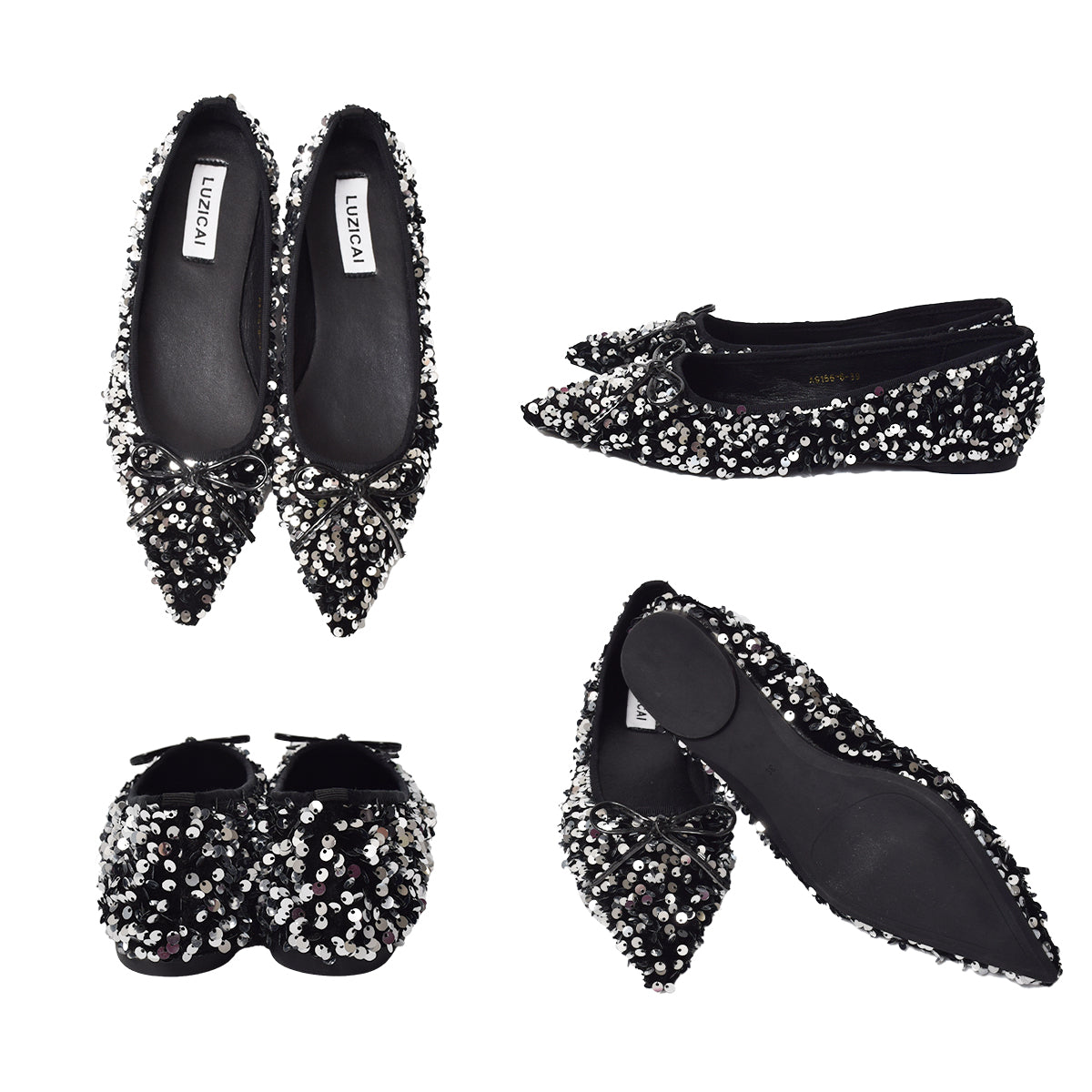 ポインテッドトゥスパンコールパンプス【a9166-6】