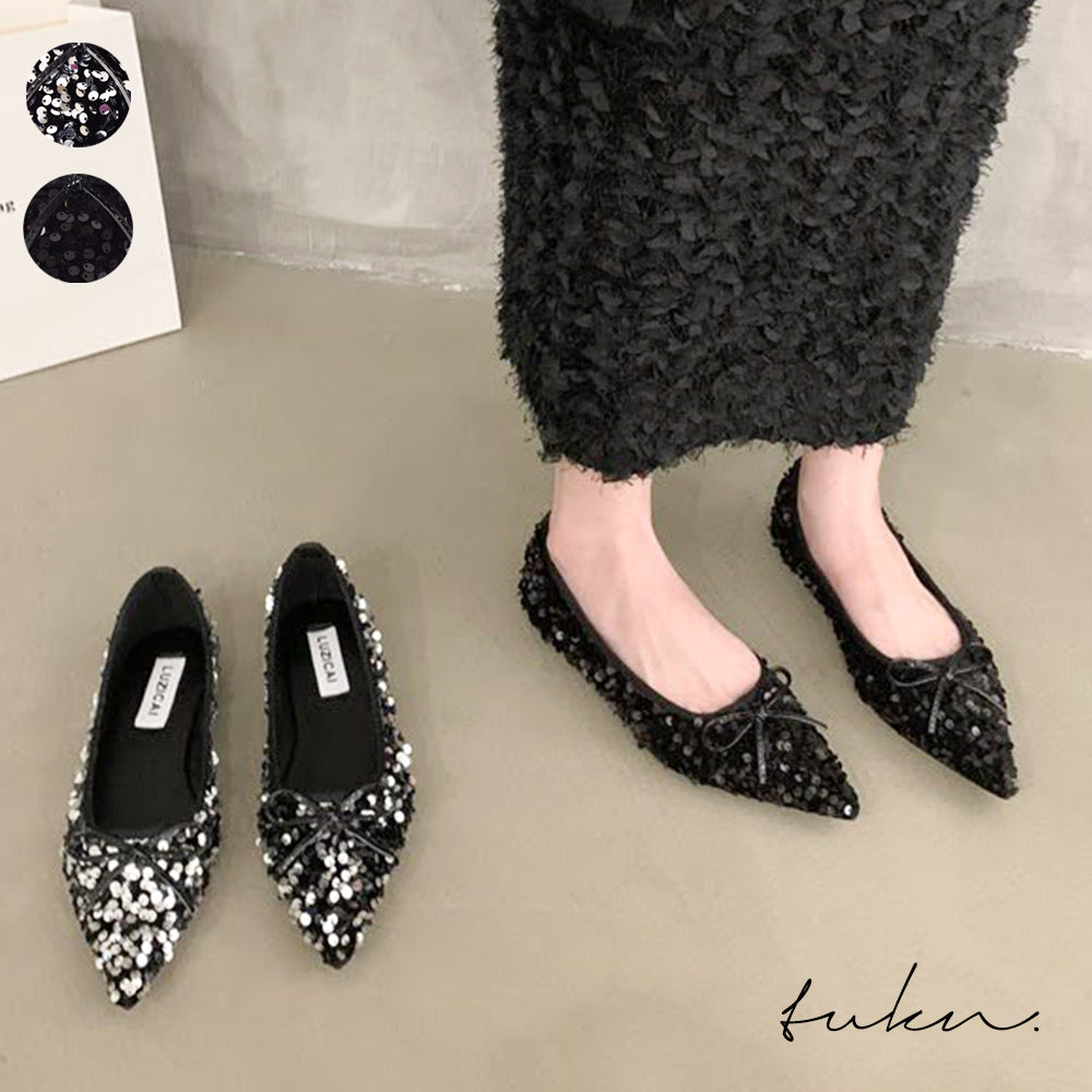 ポインテッドトゥスパンコールパンプス【a9166-6】