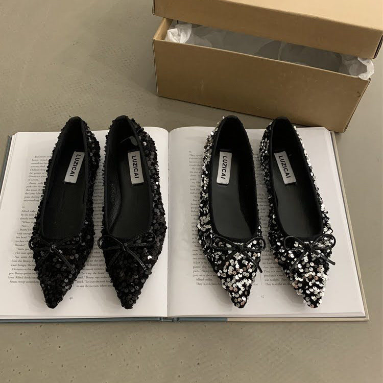 ポインテッドトゥスパンコールパンプス【a9166-6】