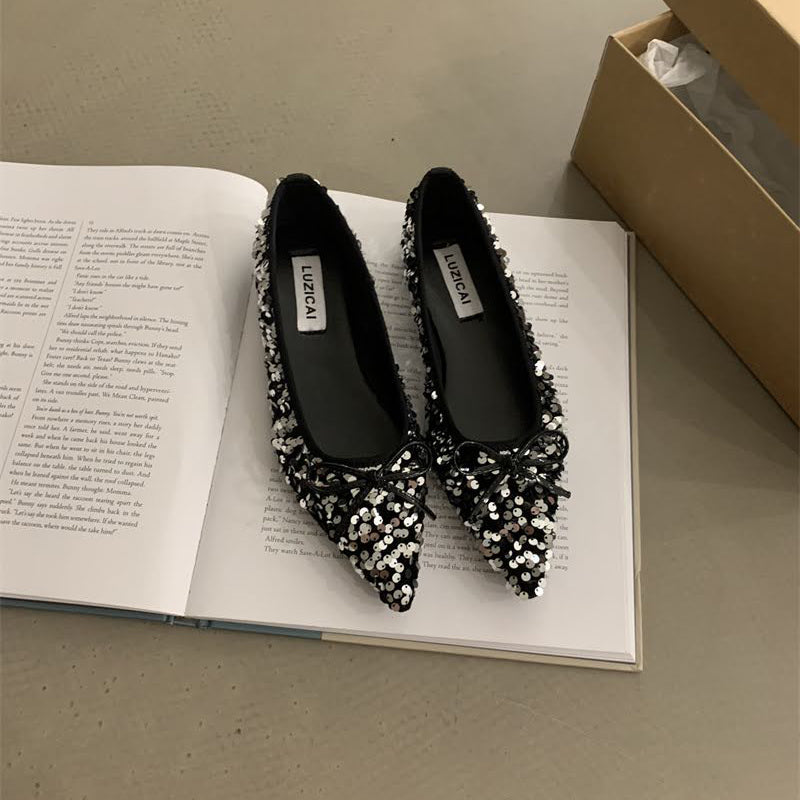 ポインテッドトゥスパンコールパンプス【a9166-6】