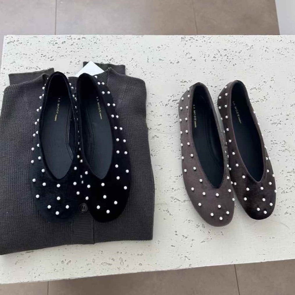 Vカットパールパンプス【560-58】