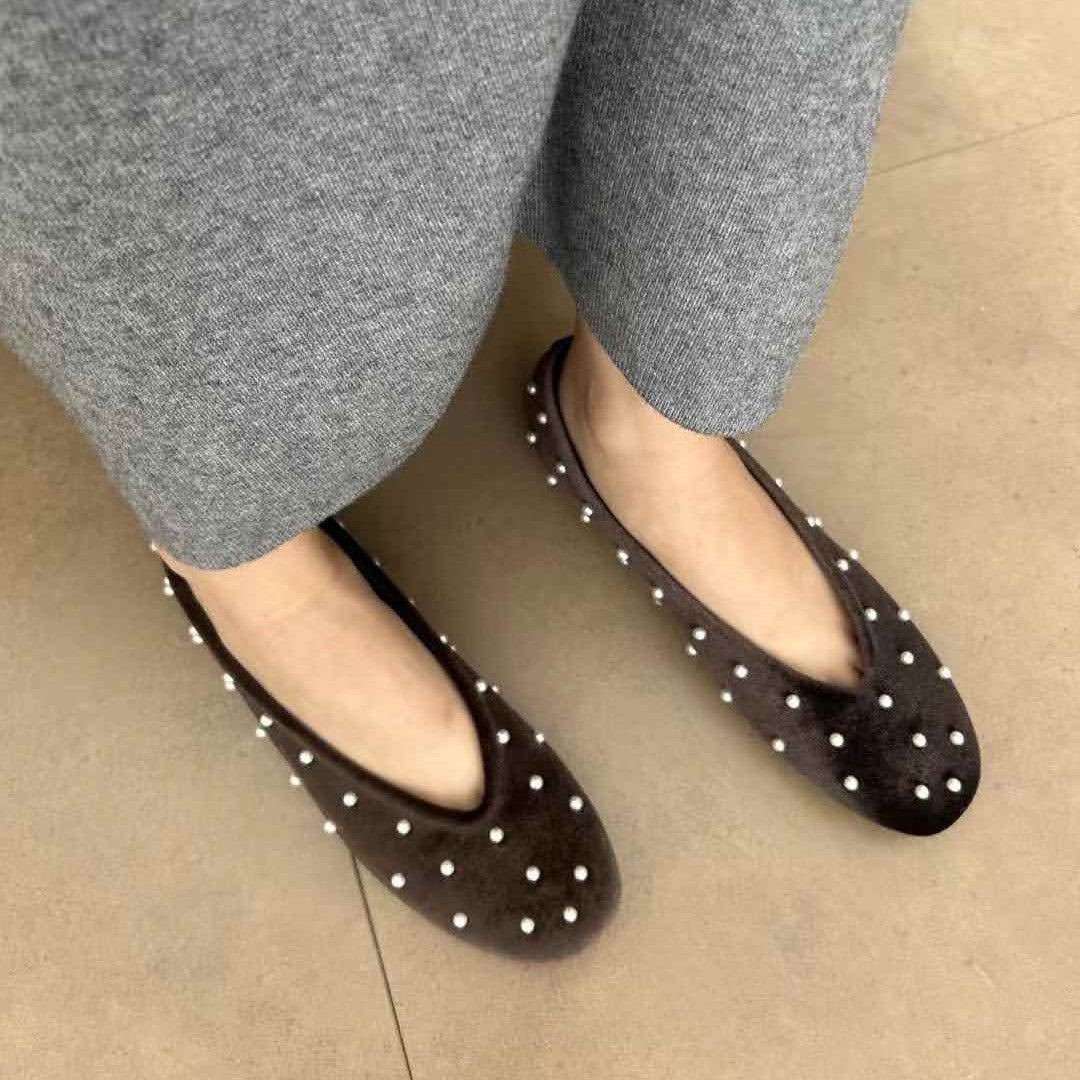 Vカットパールパンプス【560-58】