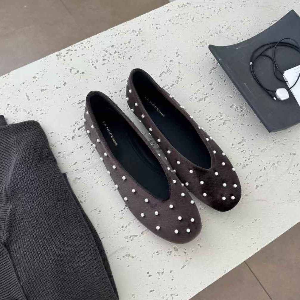 Vカットパールパンプス【560-58】