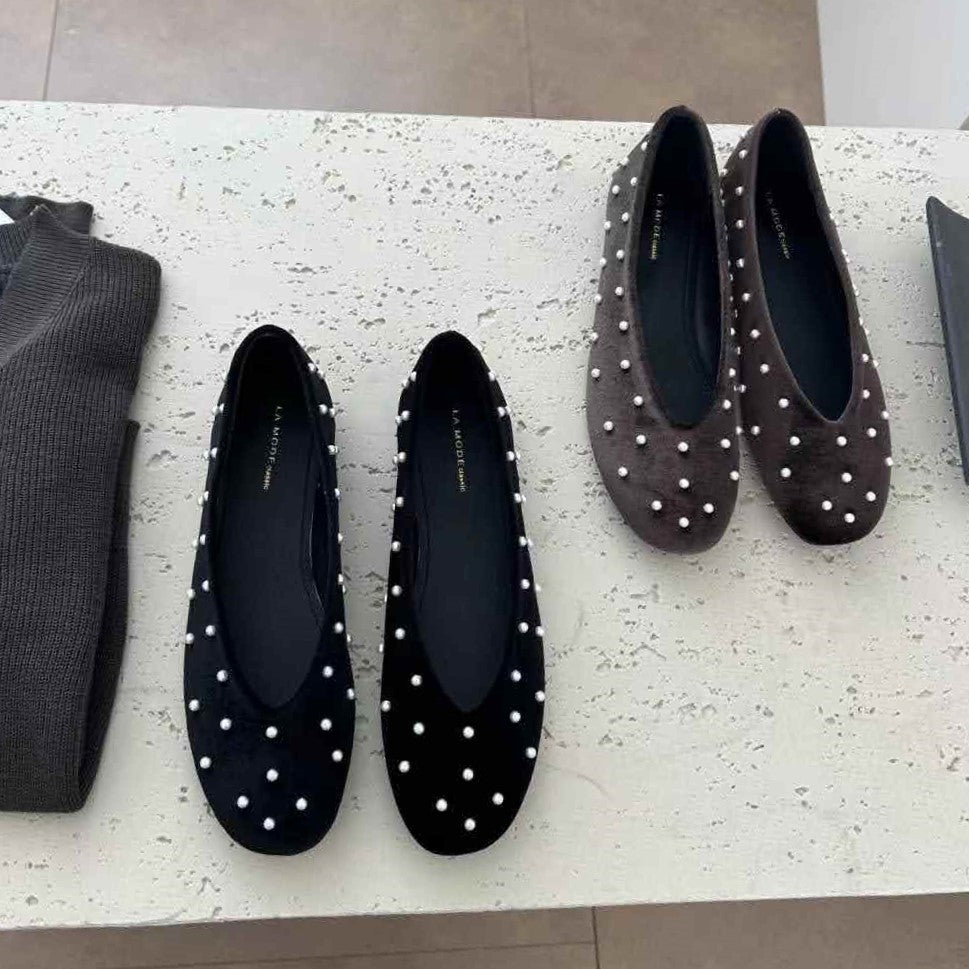 Vカットパールパンプス【560-58】