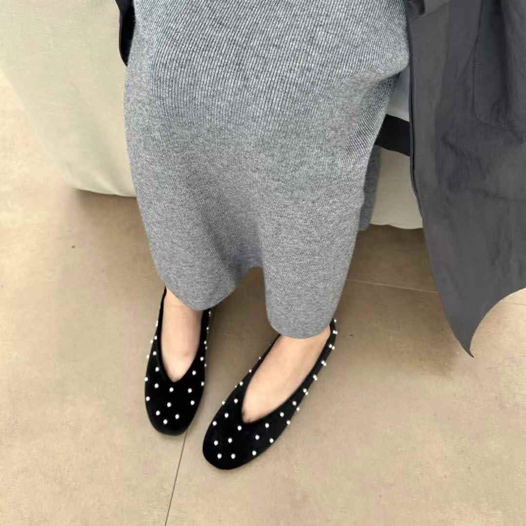 Vカットパールパンプス【560-58】