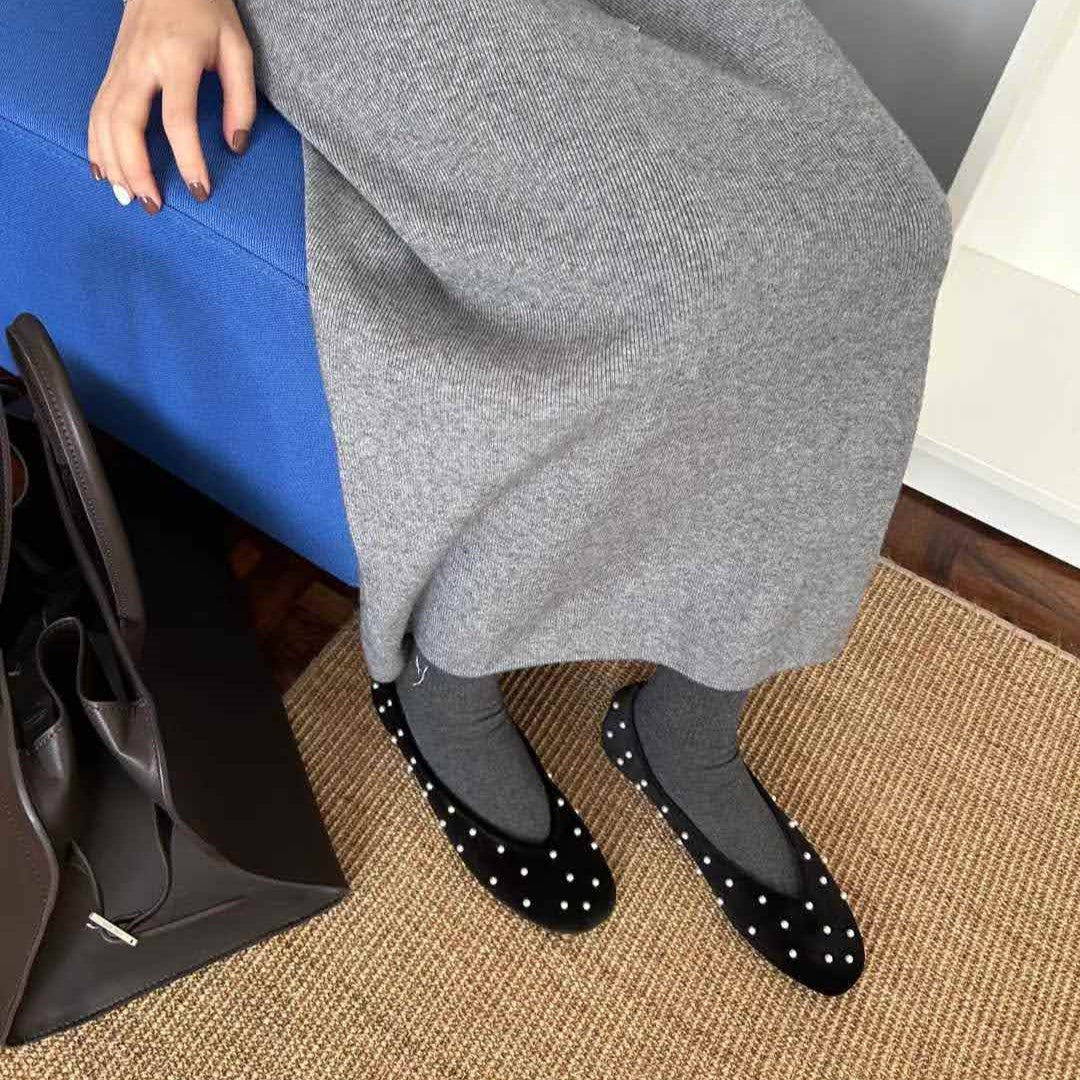 Vカットパールパンプス【560-58】