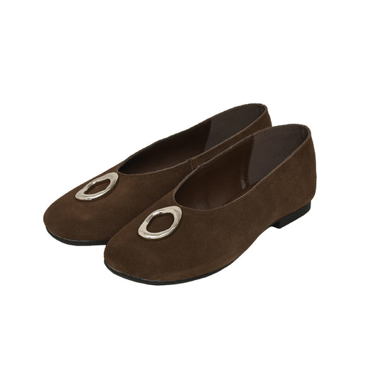 スエードメタルフラットパンプス【5553-3】