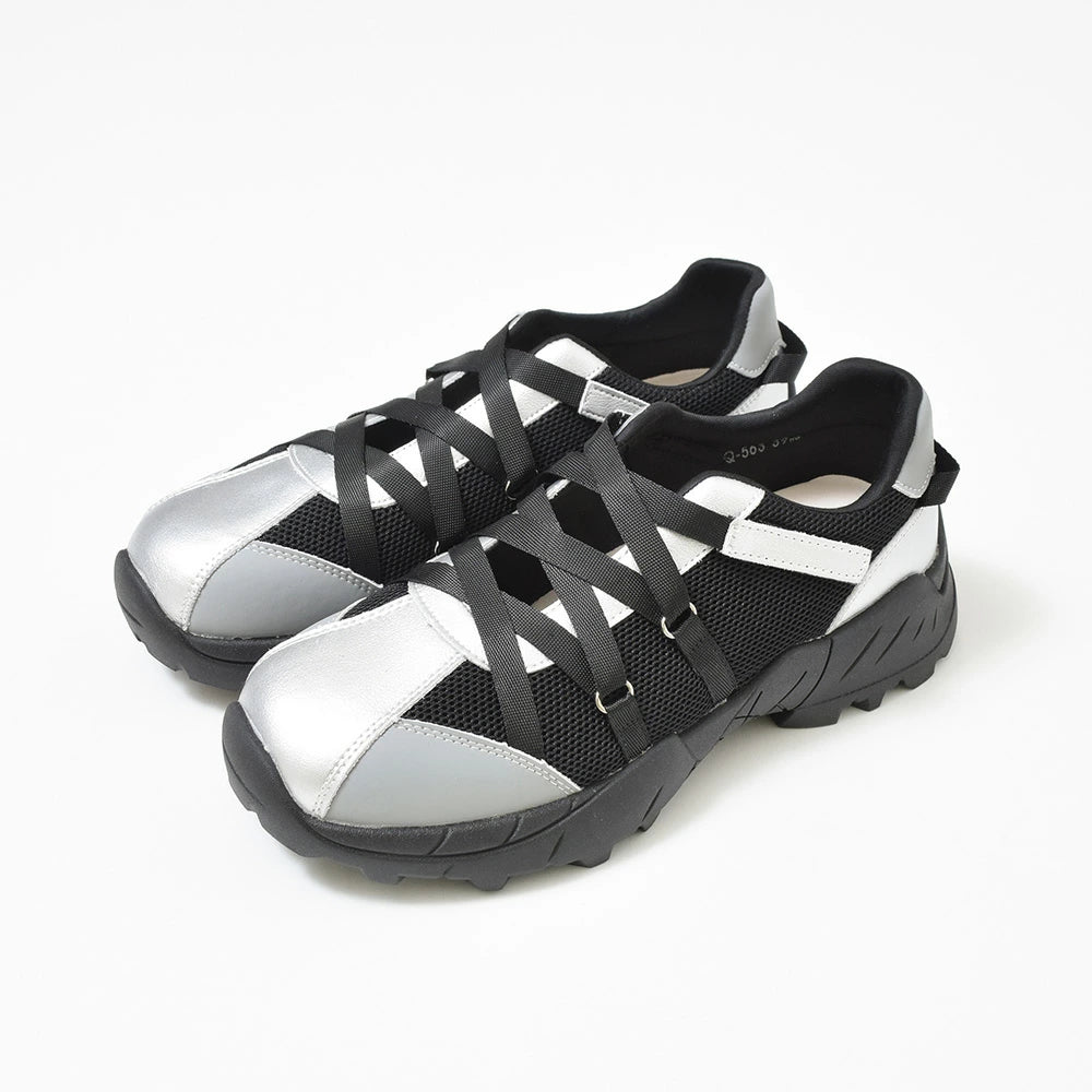 <2025SS>バレエコアジップシルバースニーカー【Q563】