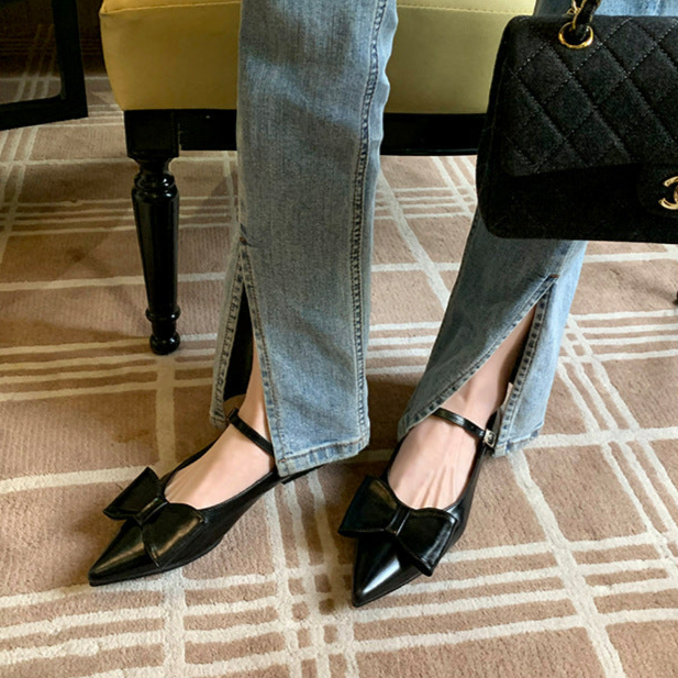 リボンストラップパンプス 166-52