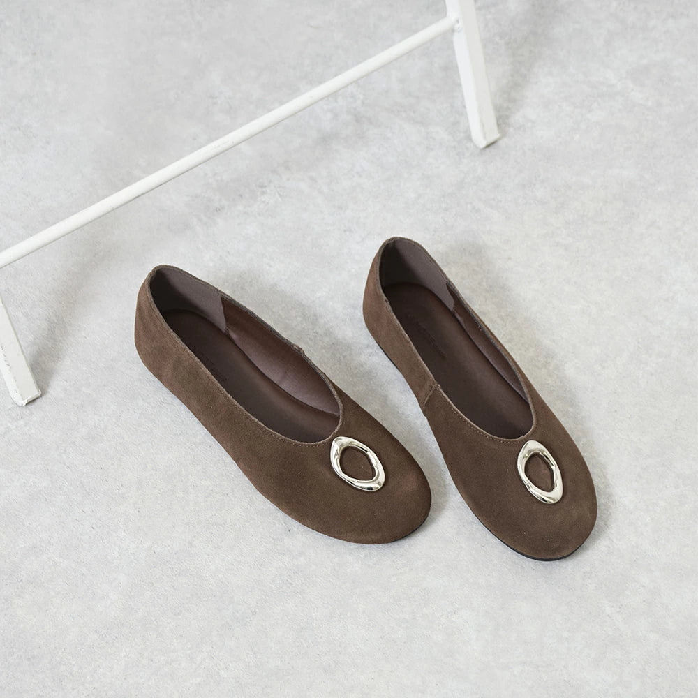 スエードメタルフラットパンプス【5553-3】