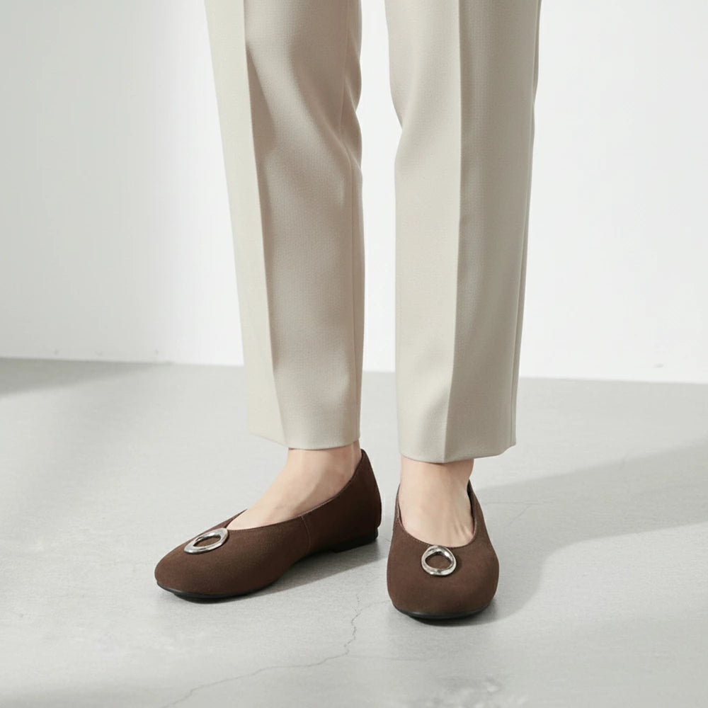 スエードメタルフラットパンプス【5553-3】