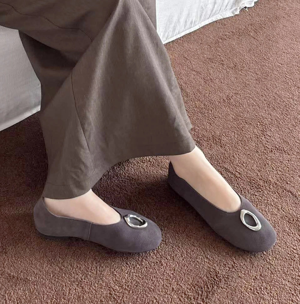 スエードメタルフラットパンプス【5553-3】