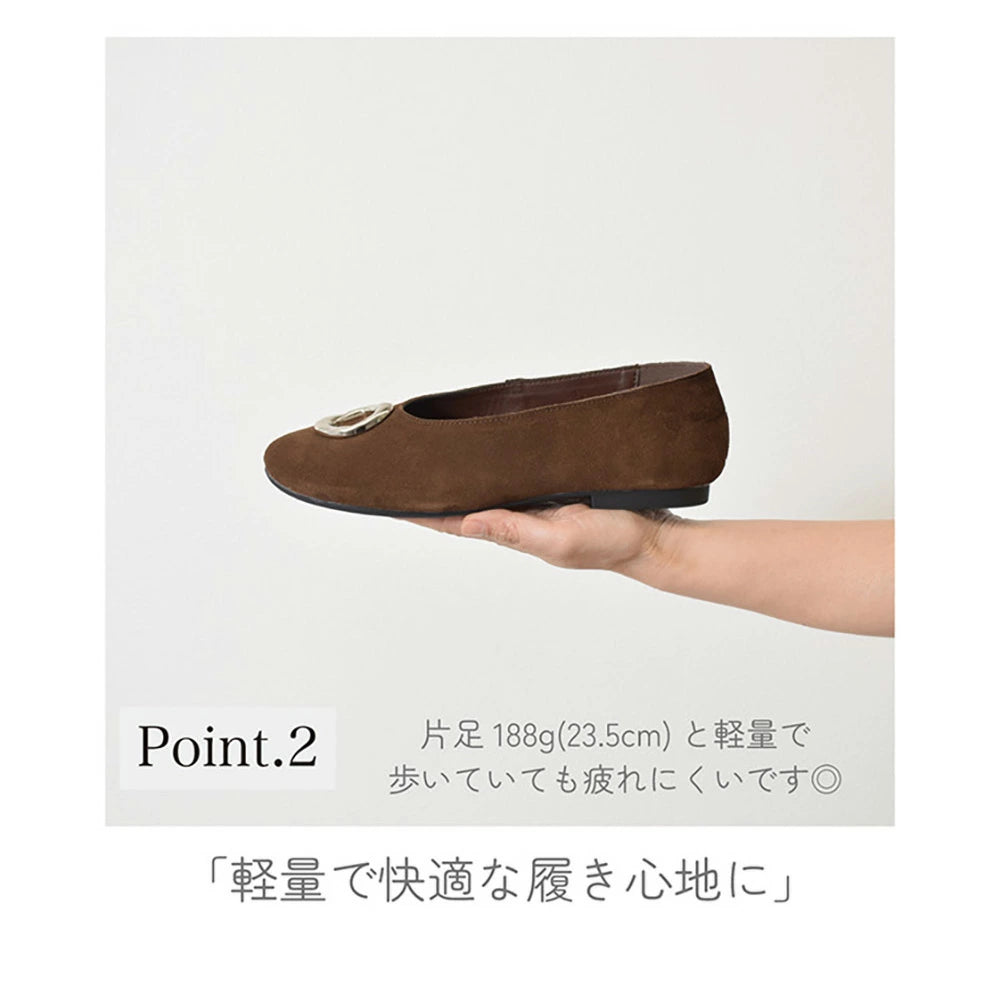 スエードメタルフラットパンプス【5553-3】