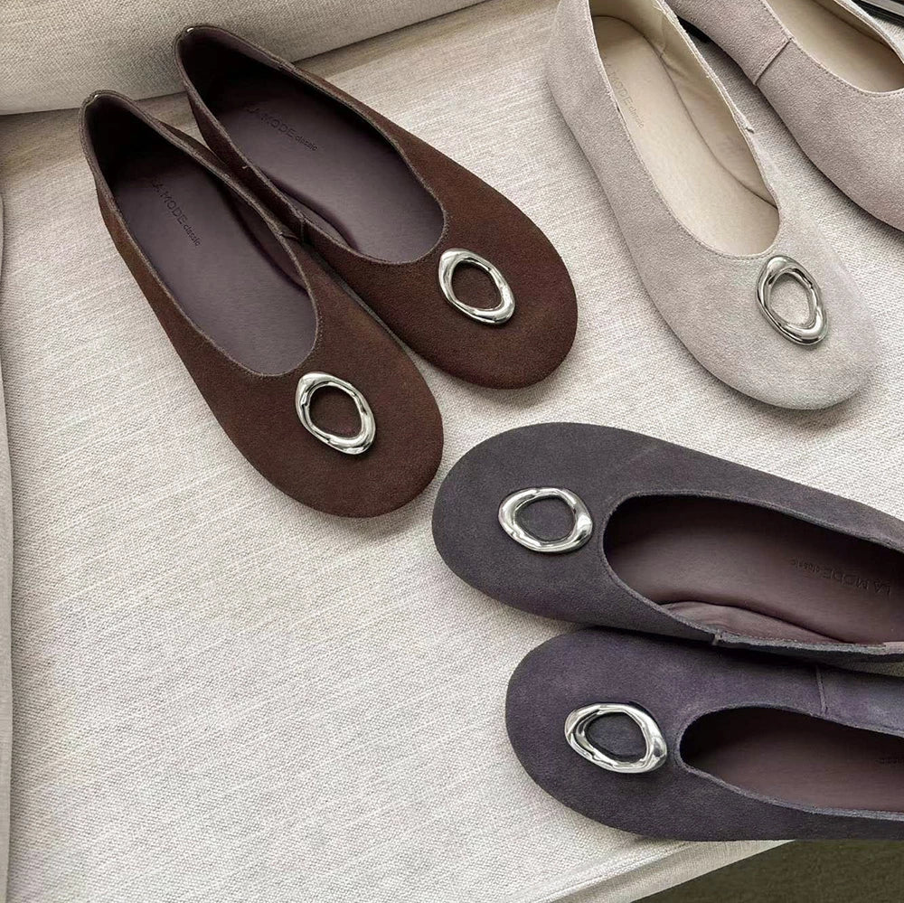 スエードメタルフラットパンプス【5553-3】