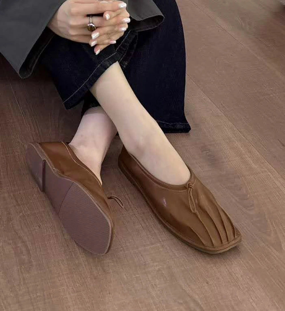 スクエアトゥゴムギャザーパンプス【8281-6】