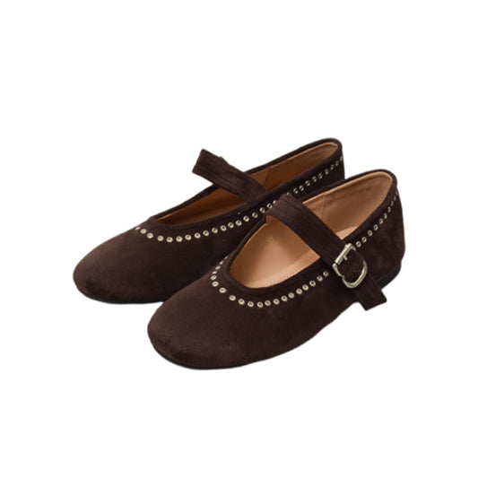 ハトメスエードストラップパンプス【580-11】